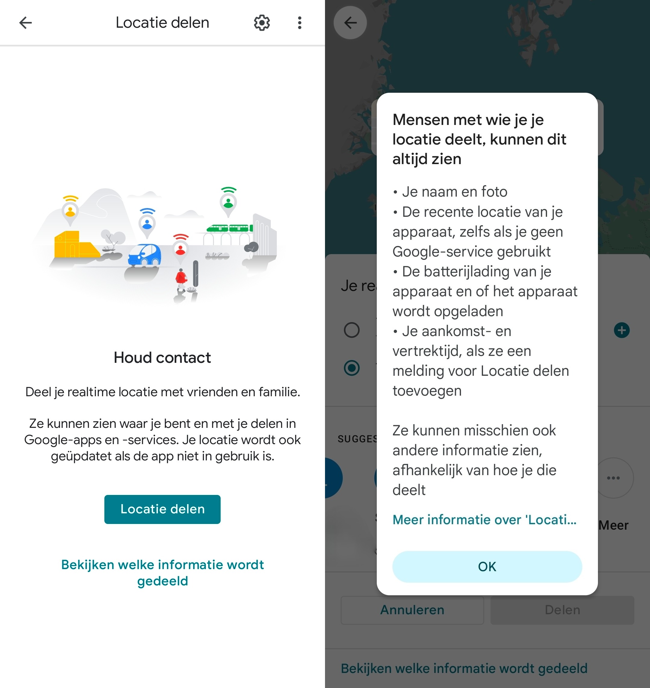 Google Maps locatie delen