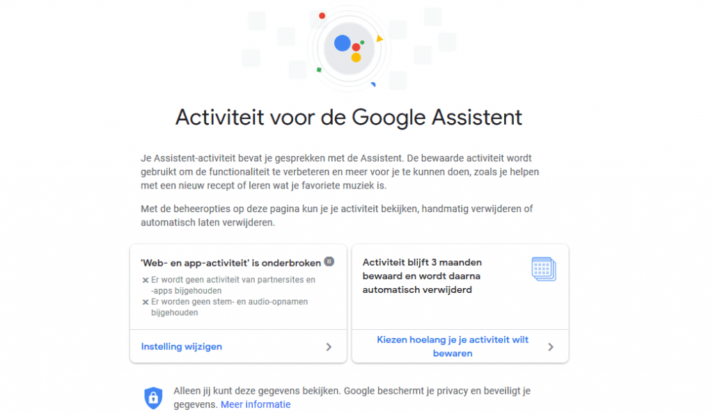 google assistant activiteit