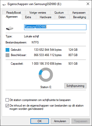 Fat32 of NTFS eigenschappen harde schijf