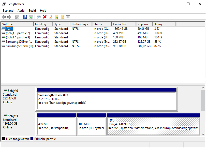 Schijfbeheer in Windows 10