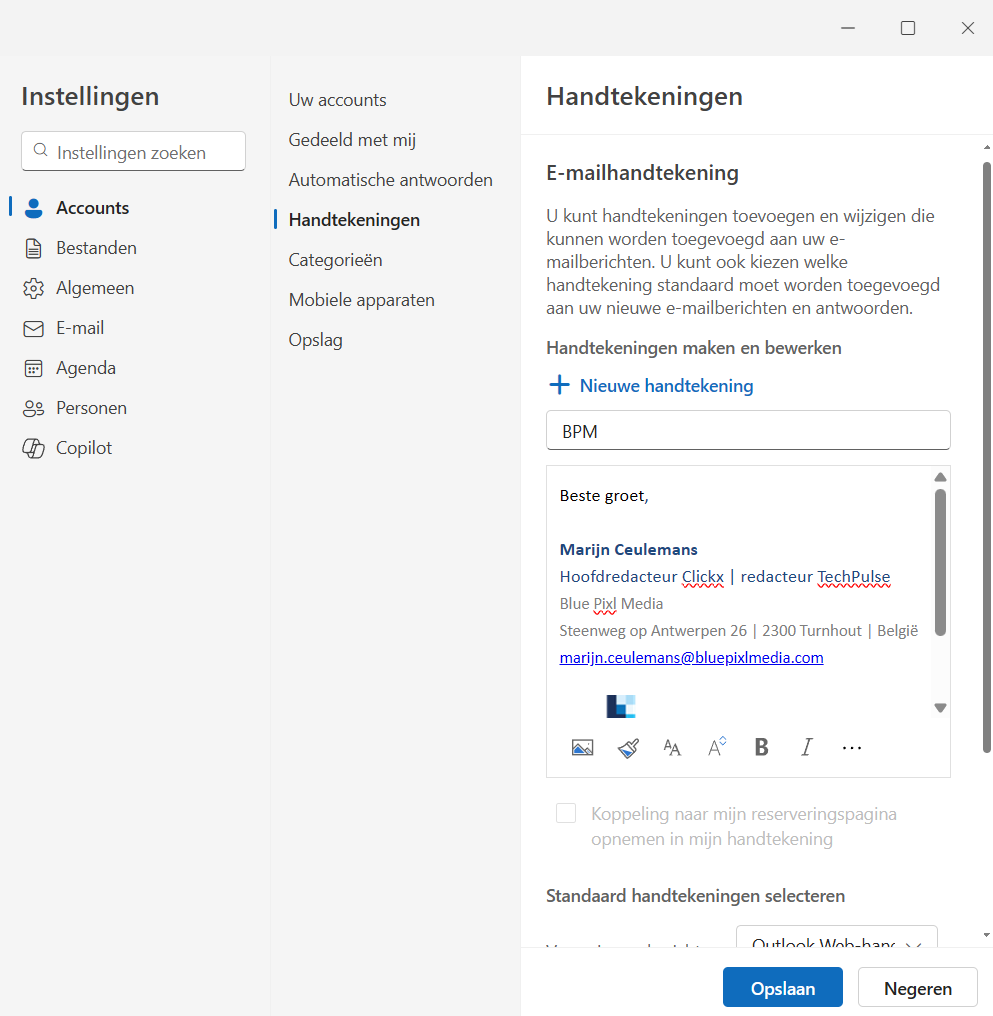 Outlook Handtekeningen