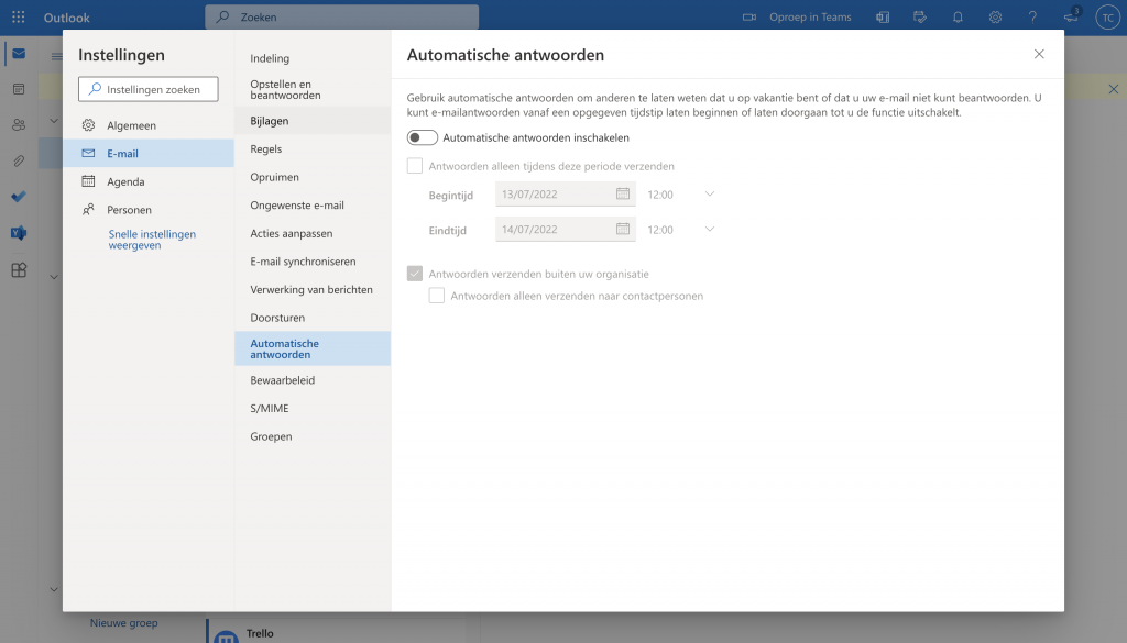 automatisch antwoord outlook