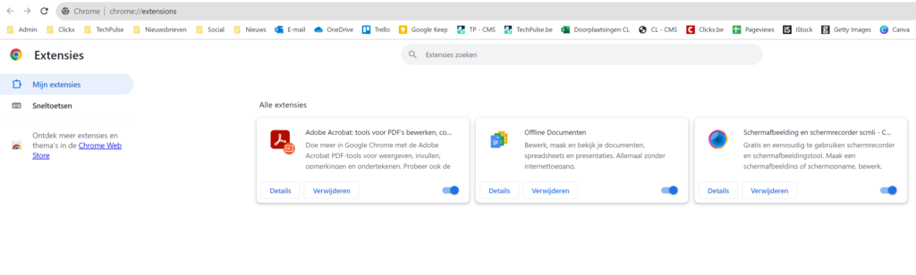 mijn extensies in Chrome