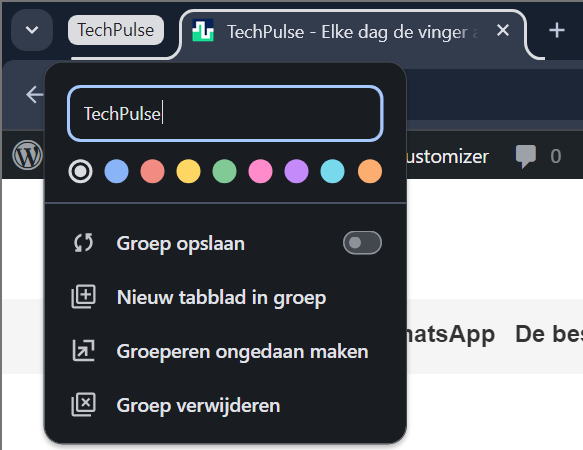 tabbladgroep aanpassen desktop