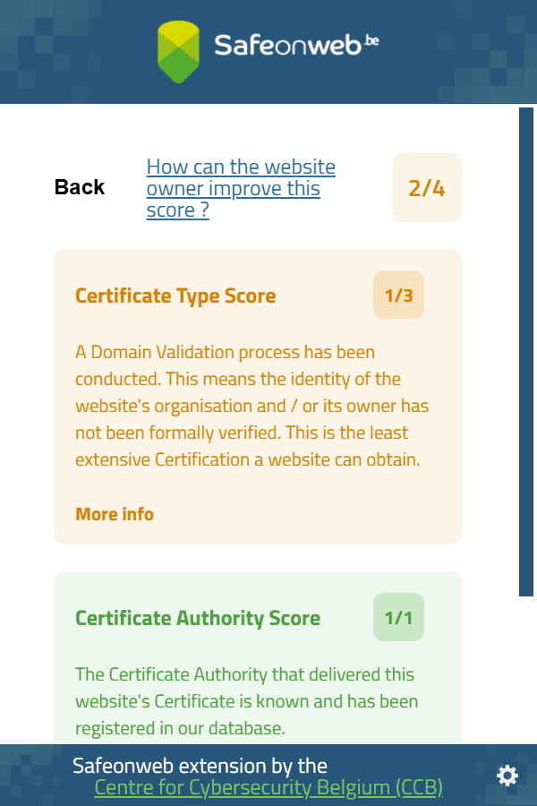 Meer uitleg score Safeonweb