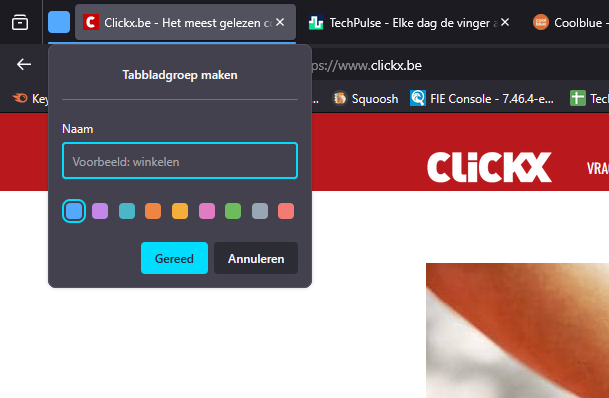 tabbladgroep maken in firefox