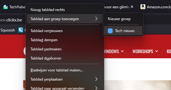 tabbladgroep maken in firefox