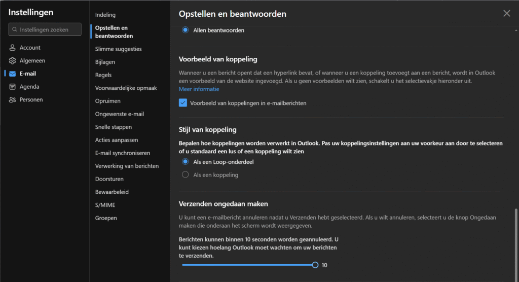 E-mail intrekken