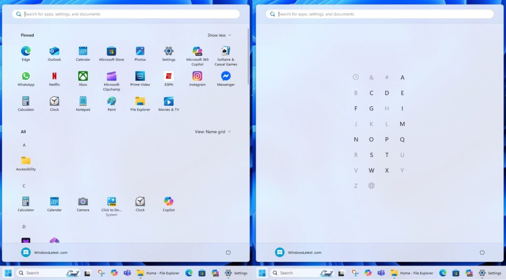 Windows 11 startmenu