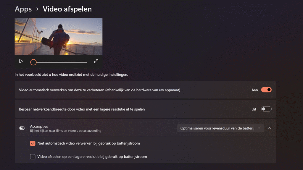 Apps Video Afspelen Videokwaliteit verbeteren