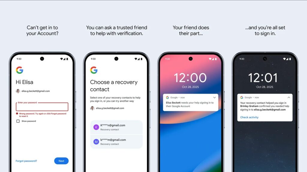 Google-account herstelcontacten
