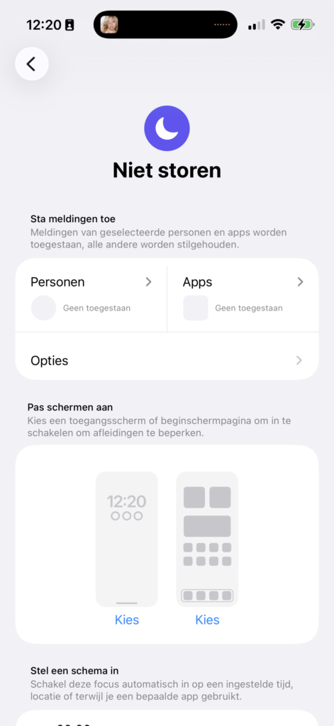 Focus modus aanpassen voor 'noodsituaties'
