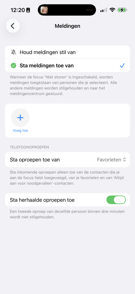 Meldingen van bepaalde personen toestaan in Focus