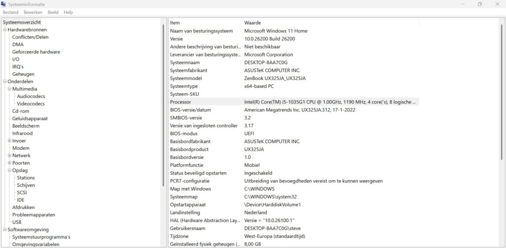 Systeeminformatie Windows