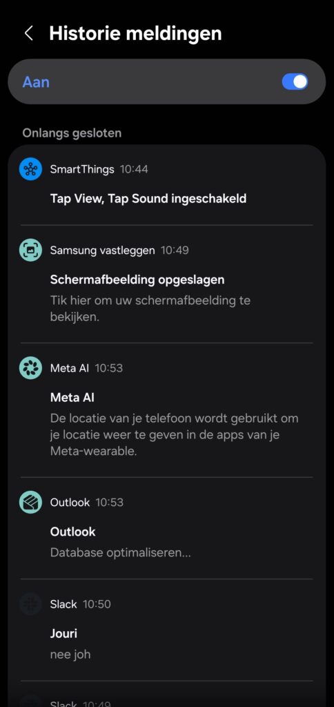 historie meldingen android